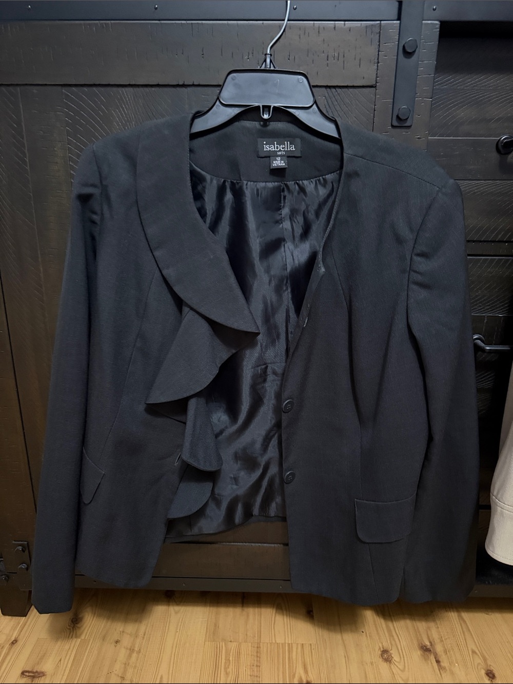Isabella Black Ruffle-Trim Women's Blazer